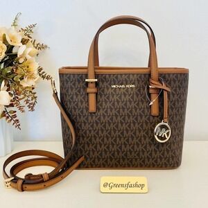 Michael Kors XS Jet Set Travel Carryall Top Zip Tote Brown